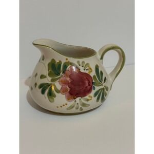 Hand Painted Portugal Ceramic Creamer Pitcher Floral Design Grandma Mom  Beauty